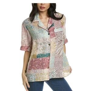 Johnny Was Workshop Marseille Garden Resort Shirt in Pink Size LARGE NWT